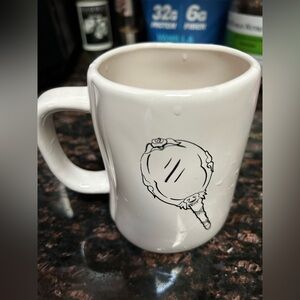 Rae Dunn White Mug with Mirror Illustration